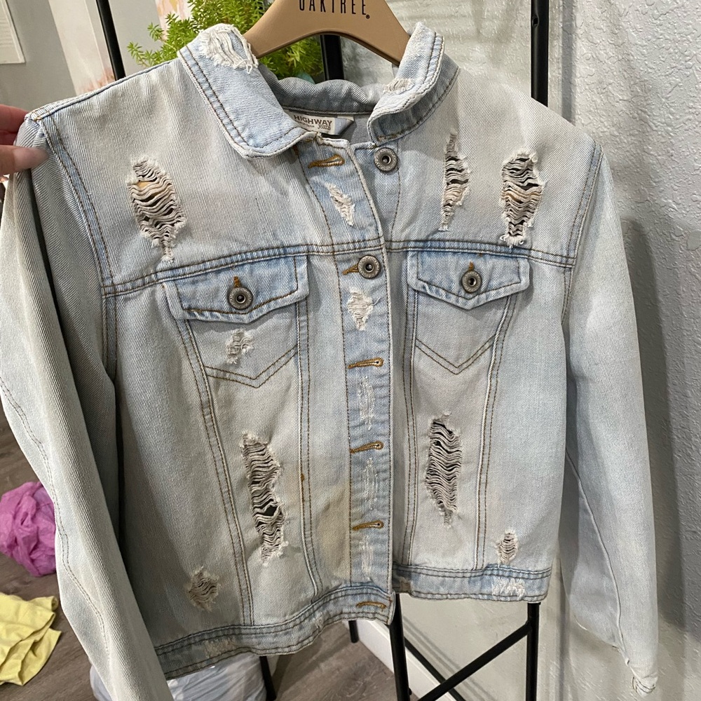 Highway Jeans Ripped Light Blue Denim Jacket